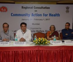 Inaugural session in Mumbai Consultation. From left Dr Satish Kumar, Advisor-Public Health Planning, NHSRC; Mr Naveen Jain (IAS), MD-NHM, Rajasthan; Dr Thelma Narayan, Member-AGCA and Mr Alok Kumar  (IAS), MD-NHM, UP